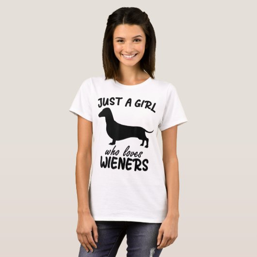 T-shirt juste une fille qui aime Wieners Funny Dachshund C (Devant entier)