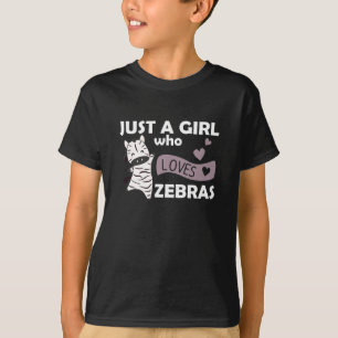 T-shirt Juste une fille qui aime Zebras Love Hearts Sweet