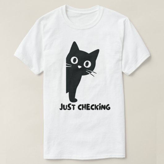 T-shirt Juste vérifier le design de chat noir (Design devant)