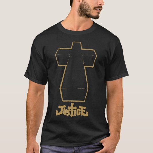 T-shirt Justice Electro Music Golden Cross   (Devant)