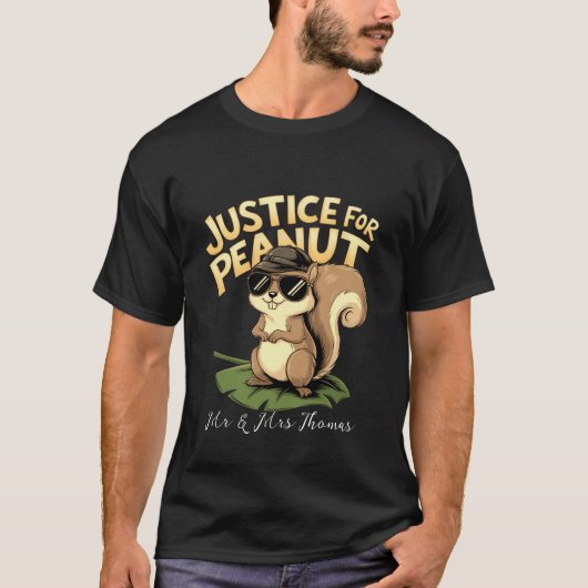 T-shirt Justice pour l'arachide : L'écureuil qui a volé le (Devant)