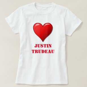 T-shirt Justin Trudeau Cute Red Heart Love Red White Cool
