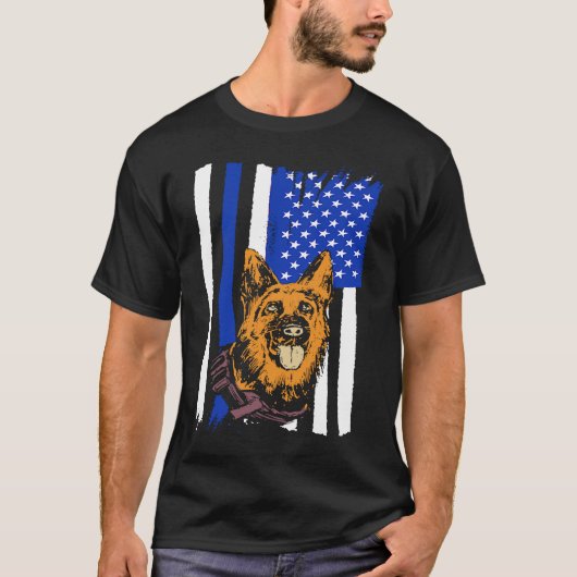 T-shirt K9 Chien De Police Dans Patriotique USA K9 Agent D (Devant)