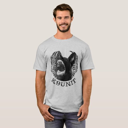 T-shirt K-9 unité - unité Malinois de chien policier (Devant entier)