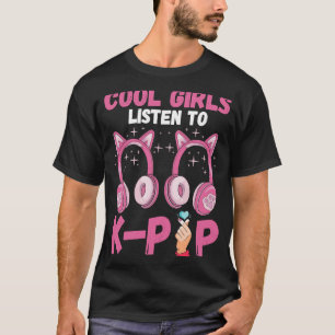 T-shirt K Pop Cool Girls Coeur casque coréen Musique K Po