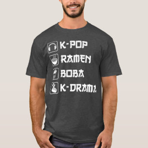 T-shirt K Pop Ramen Bubble Tea Boba K-Drama Coréen Pop Mus