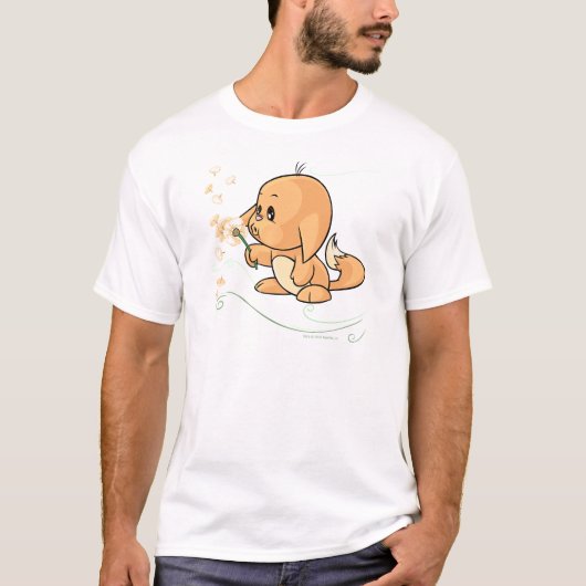 T-shirt Kacheek orange souhaitant sur un pissenlit (Devant)