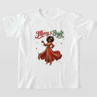 T-shirt Kaftan de Noël Femme Joyeux & Lumineux