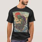 T-shirt Kaiju Turtle Over Tokyo Sunset (Devant)