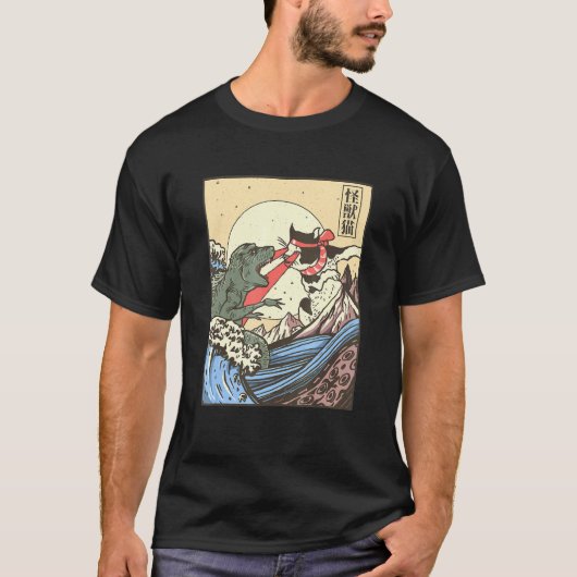 T-shirt Kaiju Vs Cat (Devant)
