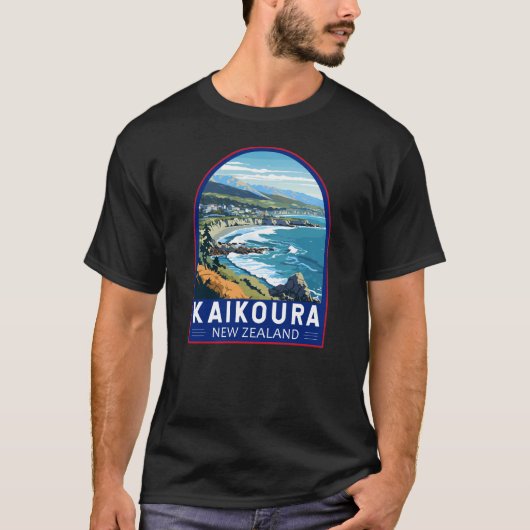 T-shirt Kaikoura New Zealand Travel Art Vintage (Devant)