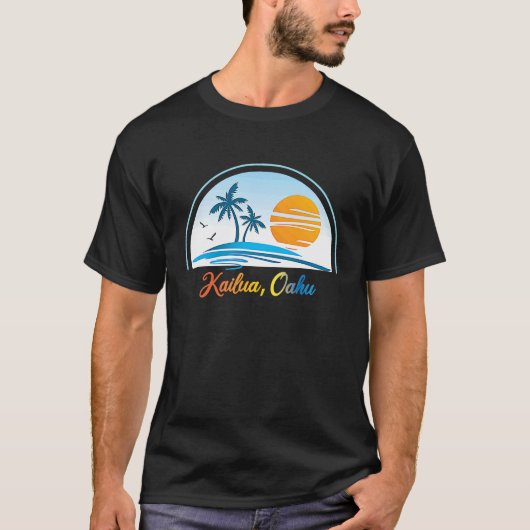 T-shirt Kailua, Oahu HI Hawaii Souvenir Palm Tree Surfer G (Devant)
