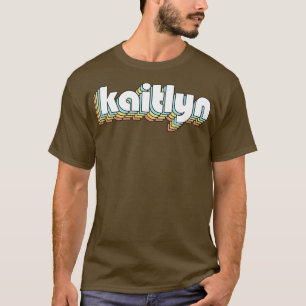 T-shirt Kaitlyn Retro Typographie arc-en-ciel style défraî