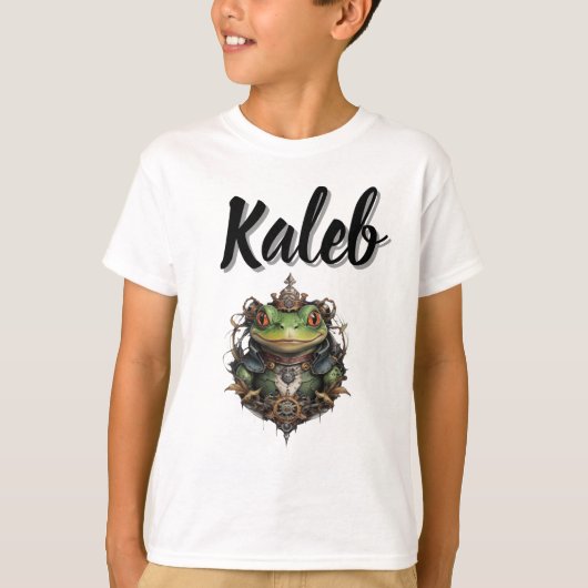 T-shirt Kaleb Nom Avec Grenouille Steampunk, (Devant)