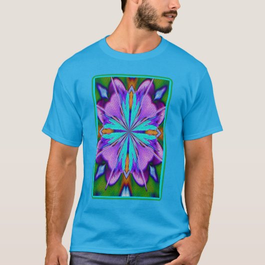 T-shirt Kaleidoscope Abstrait Violet Et Turquoise (Devant)