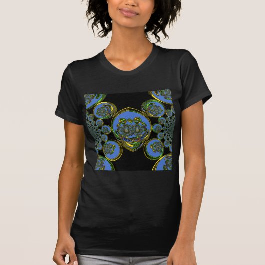 T-shirt Kaleidoscope bleu et jaune Imprimer (Devant)