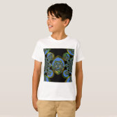 T-shirt Kaleidoscope bleu et jaune Imprimer (Devant entier)
