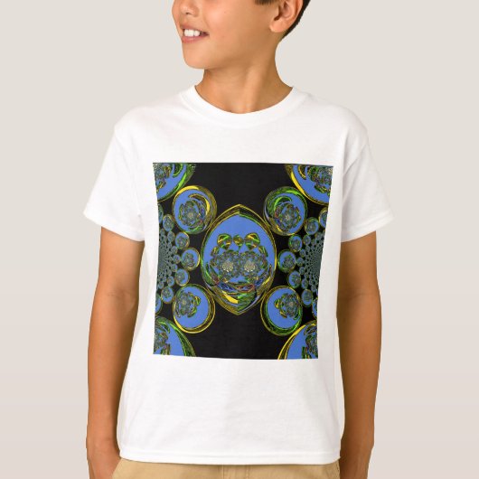 T-shirt Kaleidoscope bleu et jaune Imprimer (Devant)