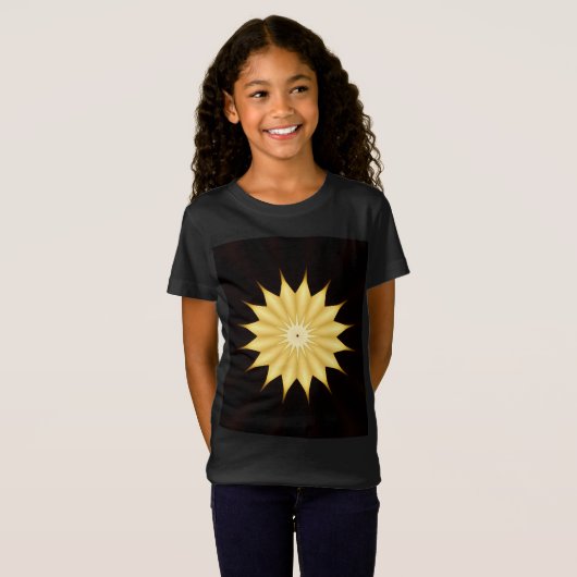 T-Shirt Kaleidoscope Design Bright Yellow Star (Devant entier)
