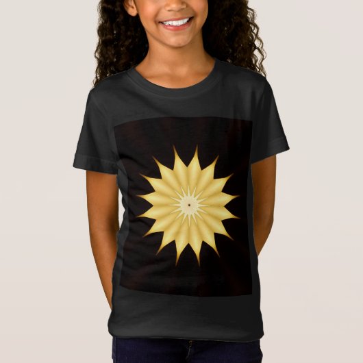 T-Shirt Kaleidoscope Design Bright Yellow Star (Devant)