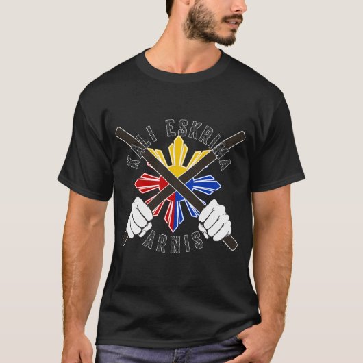 T-shirt Kali Eskrima Arnis avec poings et bâtons (Devant)