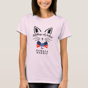 T-shirt Kamala Harris, dame sans enfants et avec un chat,