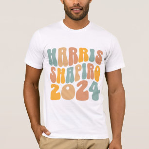 T-shirt Kamala Harris Shapiro Texte Ondulé Rétro Tendance