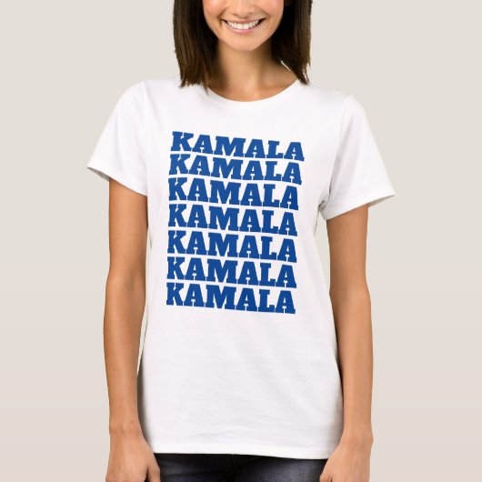 T-shirt KAMALA KAMALA KAMALA KAMALA bleu texte démocrate (Devant)