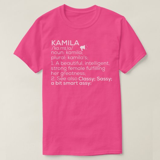 T-shirt Kamila Nom Kamila Définition Kamila Femme Nom K (Design devant)
