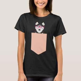 T-shirt Kamri Husky Sibérien Avec Lunettes De Hipster Rose