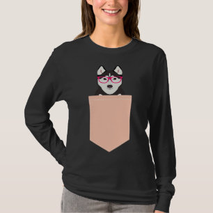 T-shirt Kamri Husky Sibérien Avec Lunettes De Hipster Rose