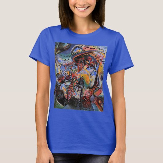 T-shirt Kandinsky Moscou Cityscape Abstrait peinture bleu (Devant)