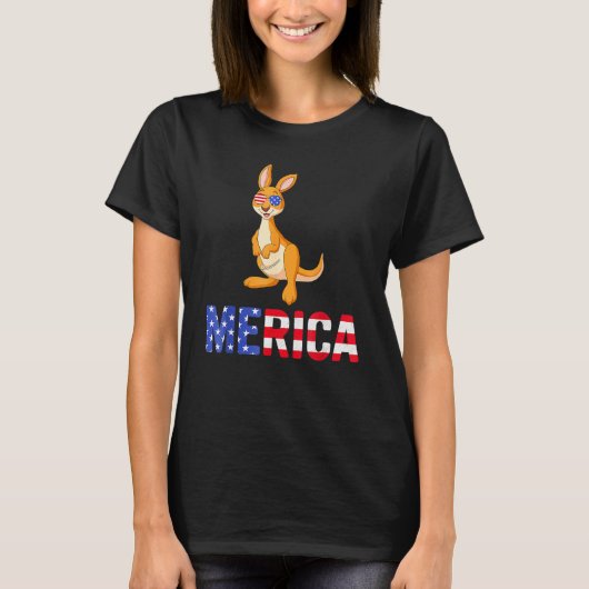 T-shirt Kangaroo 4 juillet Merica Kangaroo Sunglass Amer (Devant)