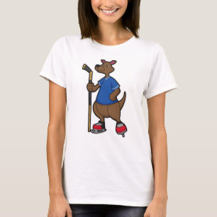 T-shirt Kangaroo au hockey sur glace avec bâton de hockey