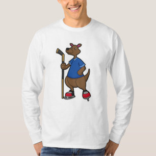 T-shirt Kangaroo au hockey sur glace avec bâton de hockey 