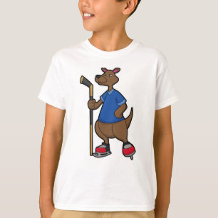 T-shirt Kangaroo au hockey sur glace avec bâton de hockey 