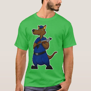 T-shirt Kangaroo en tant qu'officier de police avec Gun