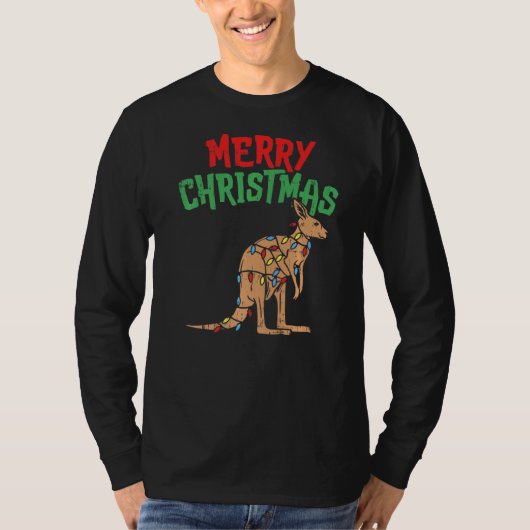 T-shirt Kangaroo Lights Australie Joyeux Noël Pj Match (Devant)