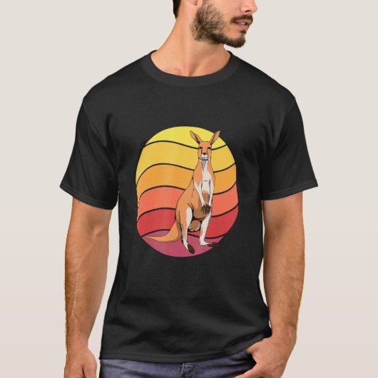 T-shirt Kangaroo Retro Sunset Kangaroo Art Kangaroos (Devant)