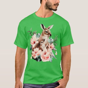 T-shirt kangourou avec bébé et fleurs