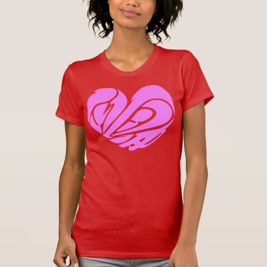 T-shirt [Kanji] Amour en forme de coeur rose (Devant)