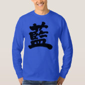 T-shirt [Kanji] indigo couleur manches longues (Devant)