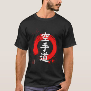 T-shirt Kanji Japonais Karate-Do Avec Cercle Enso Rouge