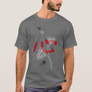 T-shirt Kanji oriental de coeur chinois d'oiseaux