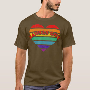 T-shirt Kansas City Retro Rainbow Heart 80s Whimsy LGBTQ P