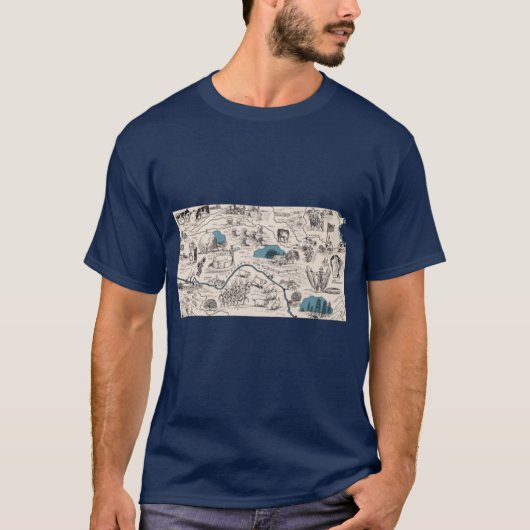 T-shirt Kansas Vintage Picture Map (Devant)
