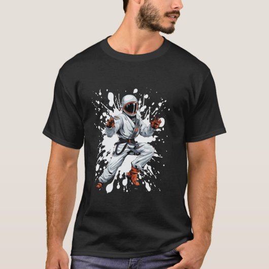 T-shirt Karate de combat classique d'astronaute de judo (Devant)