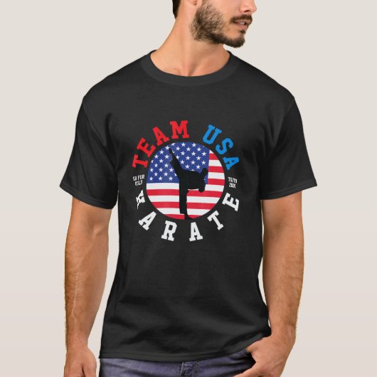 T-shirt Karate d'équipe classique hommes femmes Drapeau Us (Devant)