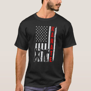 T-shirt Karate Drapeau Américain Pour Hommes Femmes Karate