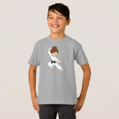 T-shirt Karate Girl, fille mignonne, ceinture noire, cheve (Devant entier)